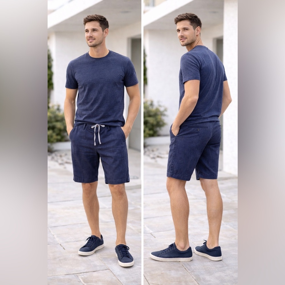 Zara Navy Flat Front Shorts B42